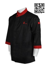 KI083 design 7' sleeves tailor made uniform online order purchase onlin chef uniform hk center  double breasted chef jacket
